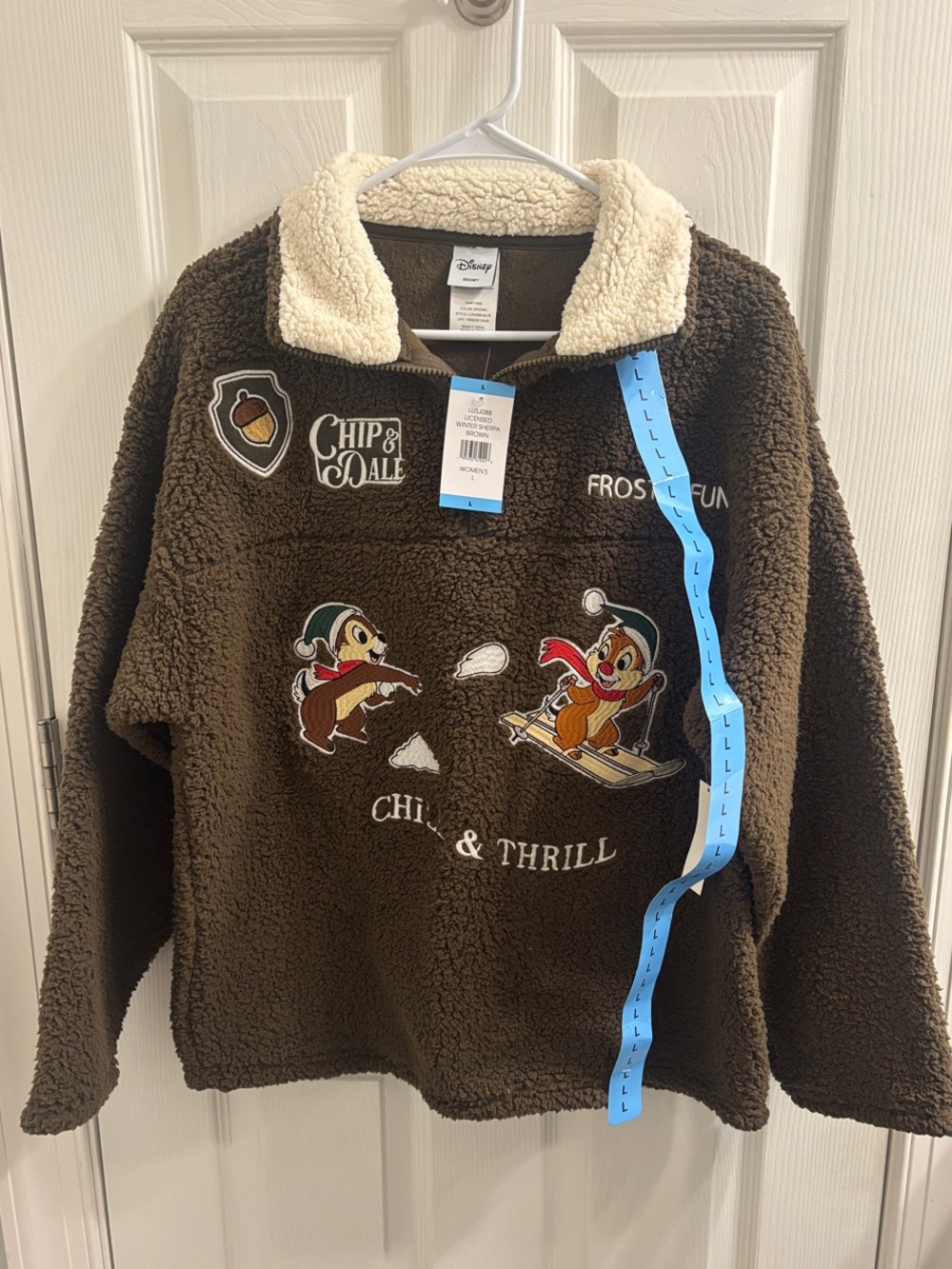 Disney Chip 'n Dale Winter Sherpa Quarter-Zip Pullover NWT